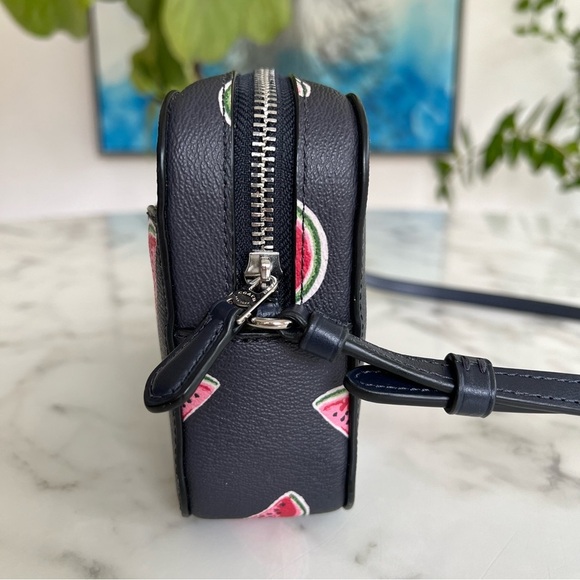 🔹️COACH🔹️ Mini Camera Crossbody Bag Watermelon Print 3270 Navy Blue Red Multi - Picture 5 of 8